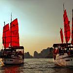 Ha Long Bay during Sunset