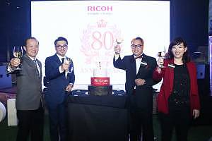 (L-R): Lee, Tan, Wee and Lee toasting to Ricoh’s big 80th milestone