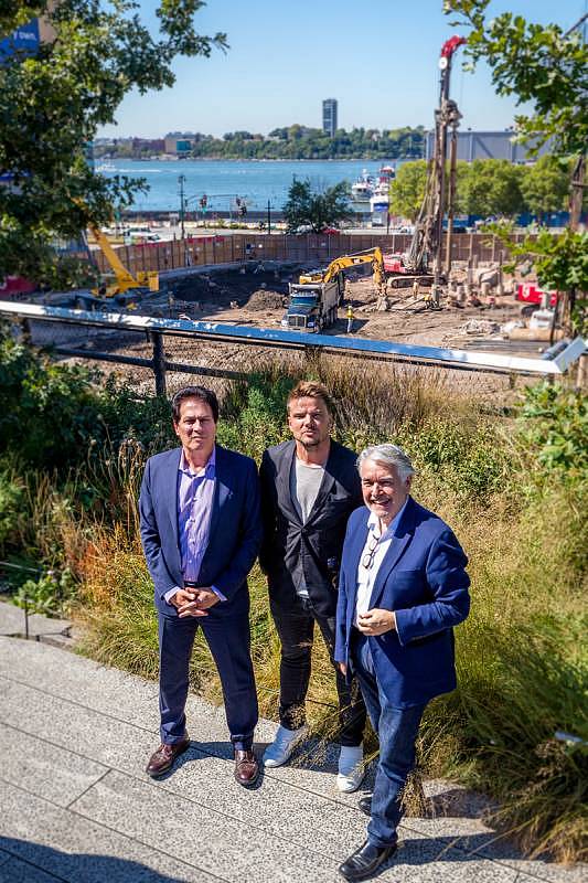 From left to right: Ziel Feldman, chairman and founder of HFZ Capital Group, Bjarke Ingels, founding partner of BIG (Bjarke Ingels Group) with Neil Jacobs, chief executive officer of Six Senses Hotels Resorts Spas at the site of Six Senses New York.