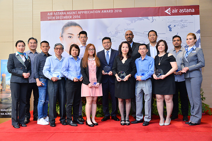 Group photo of Air Astana’s top travel trade partners