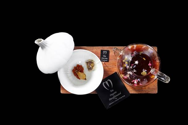 Cathay Pacific Airways has joined with Mandarin Oriental Hotel Group for in-flight dining - Tea (Mushroom, Consomme, Gold, Flowers)