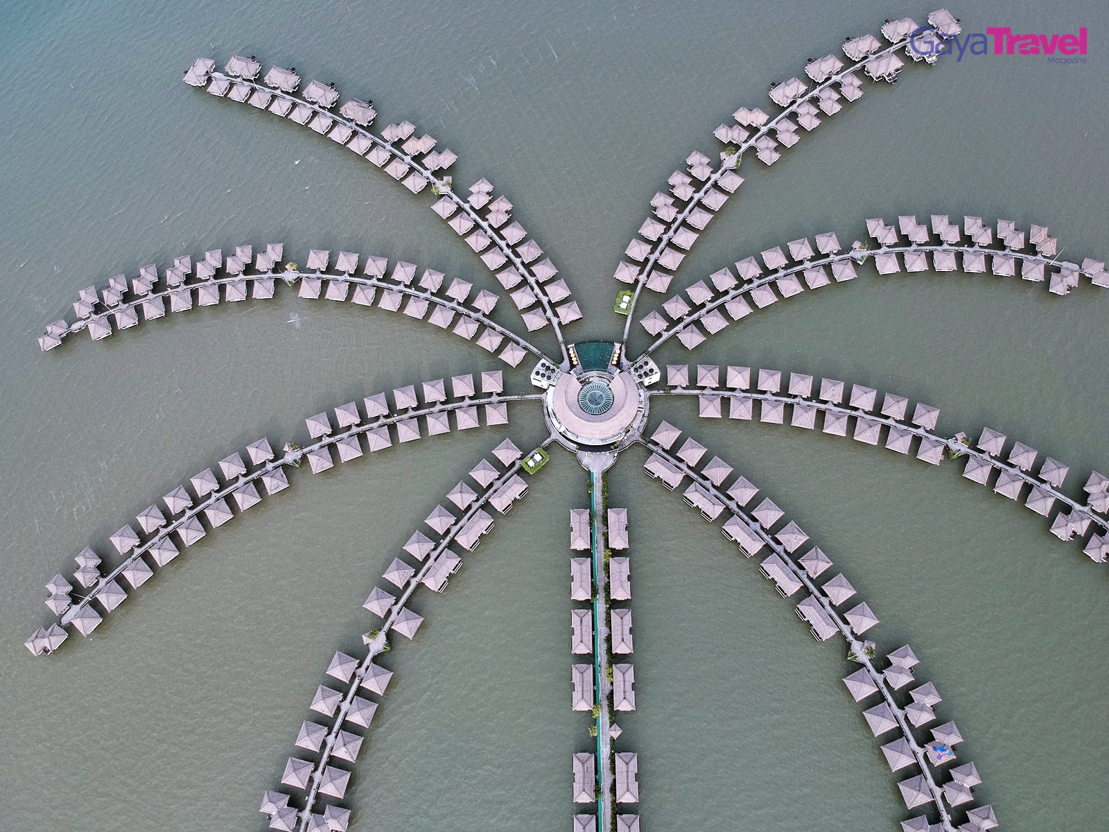 View of Avani Sepang Goldcoast Resort from above which resembles the shape of a water-palm tree.