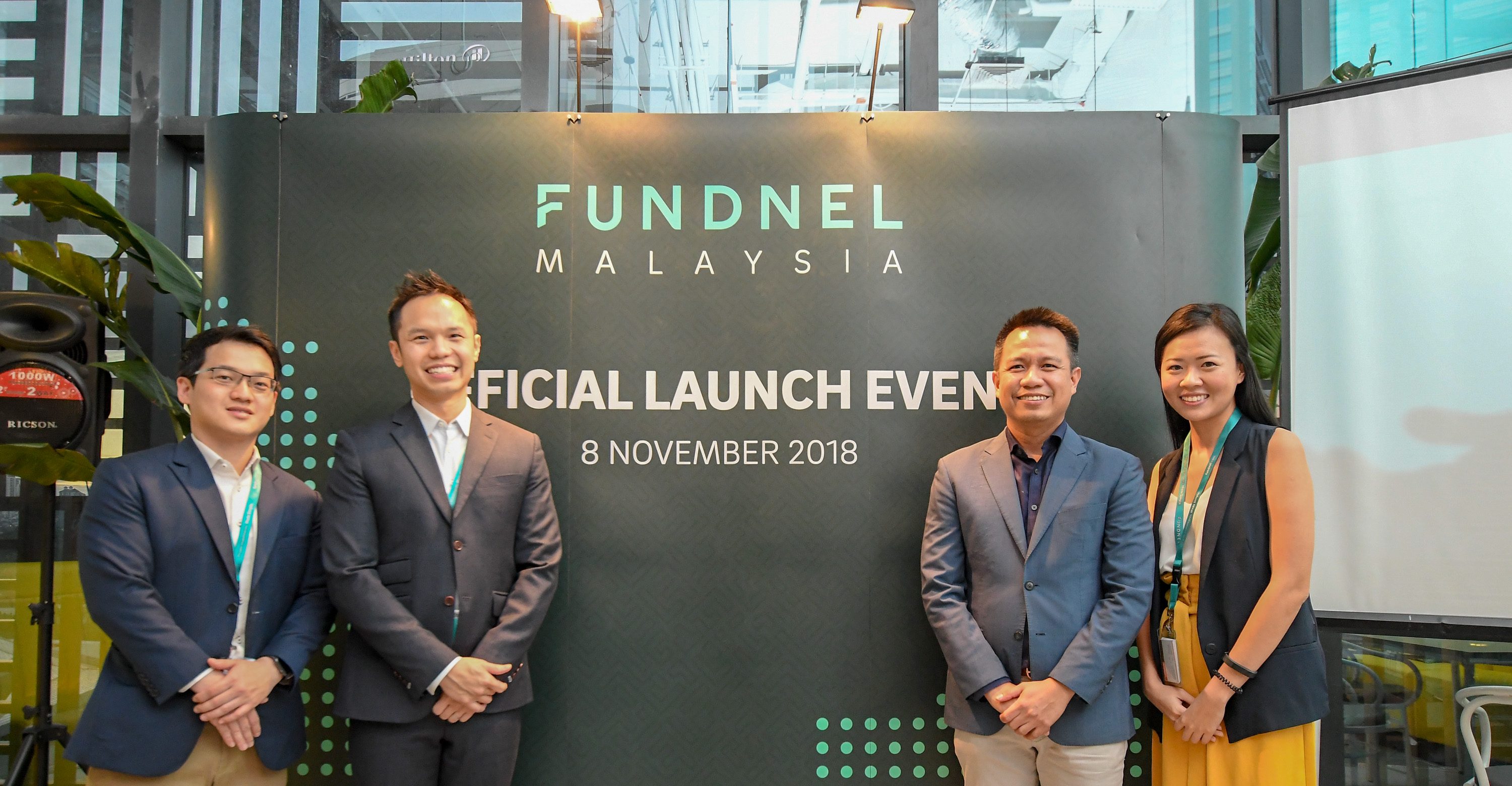 L-R: Benjamin Twoon, Chief Operating Officer of Fundnel; Kelvin Lee, Chief Executive Officer of Fundnel; Norhizam Abdul Kadir, Vice President of Growth Ecosystem Development, Malaysia Digital Economy Corporation (MDEC); and Sng Khai Lin, Chief Financial Officer of Fundnel at Fundnel’s official Malaysia launch
