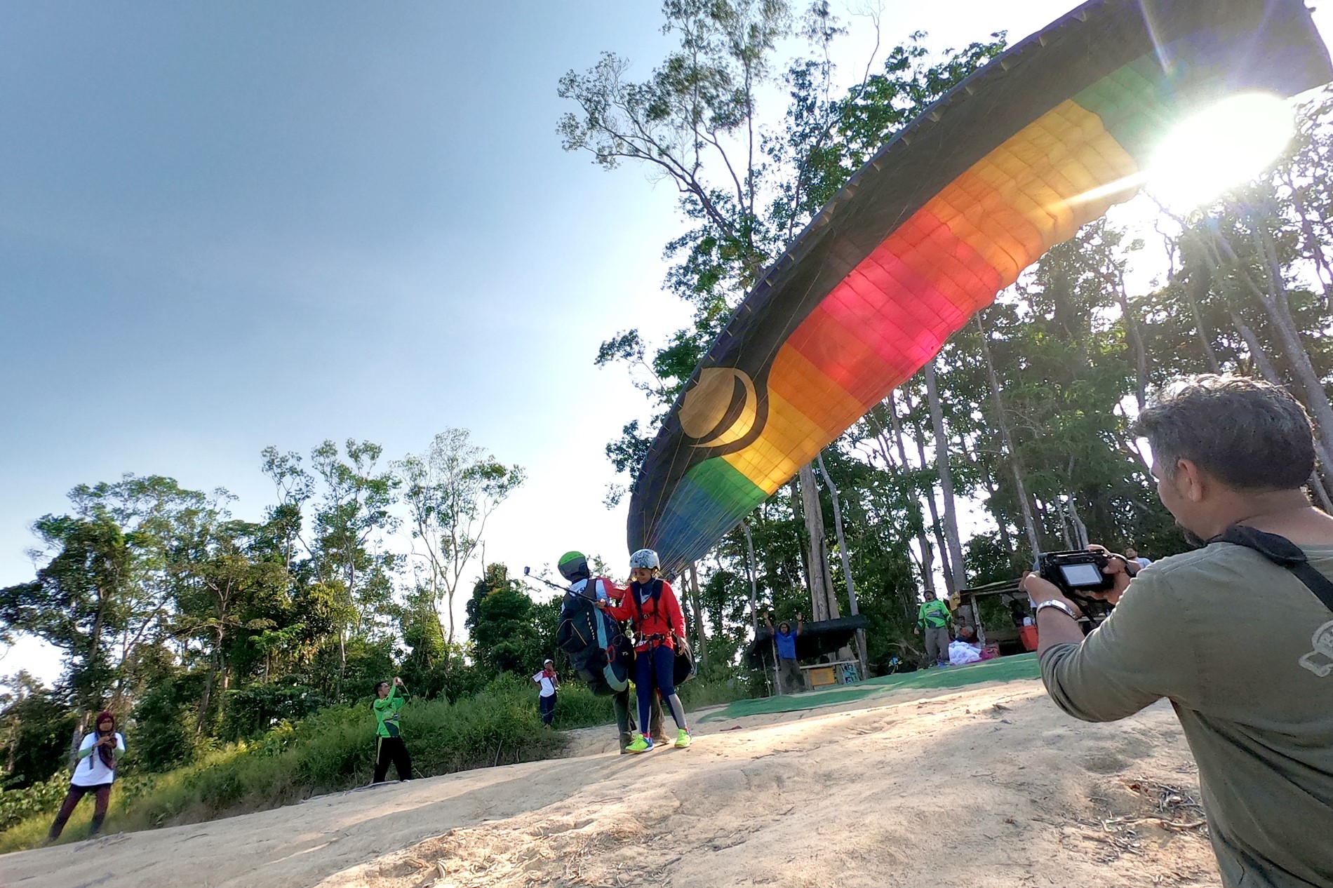 Tandem paragliding at Bukit Maras.