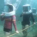 Sea walking at the Perdana Quay Eco Marine Park