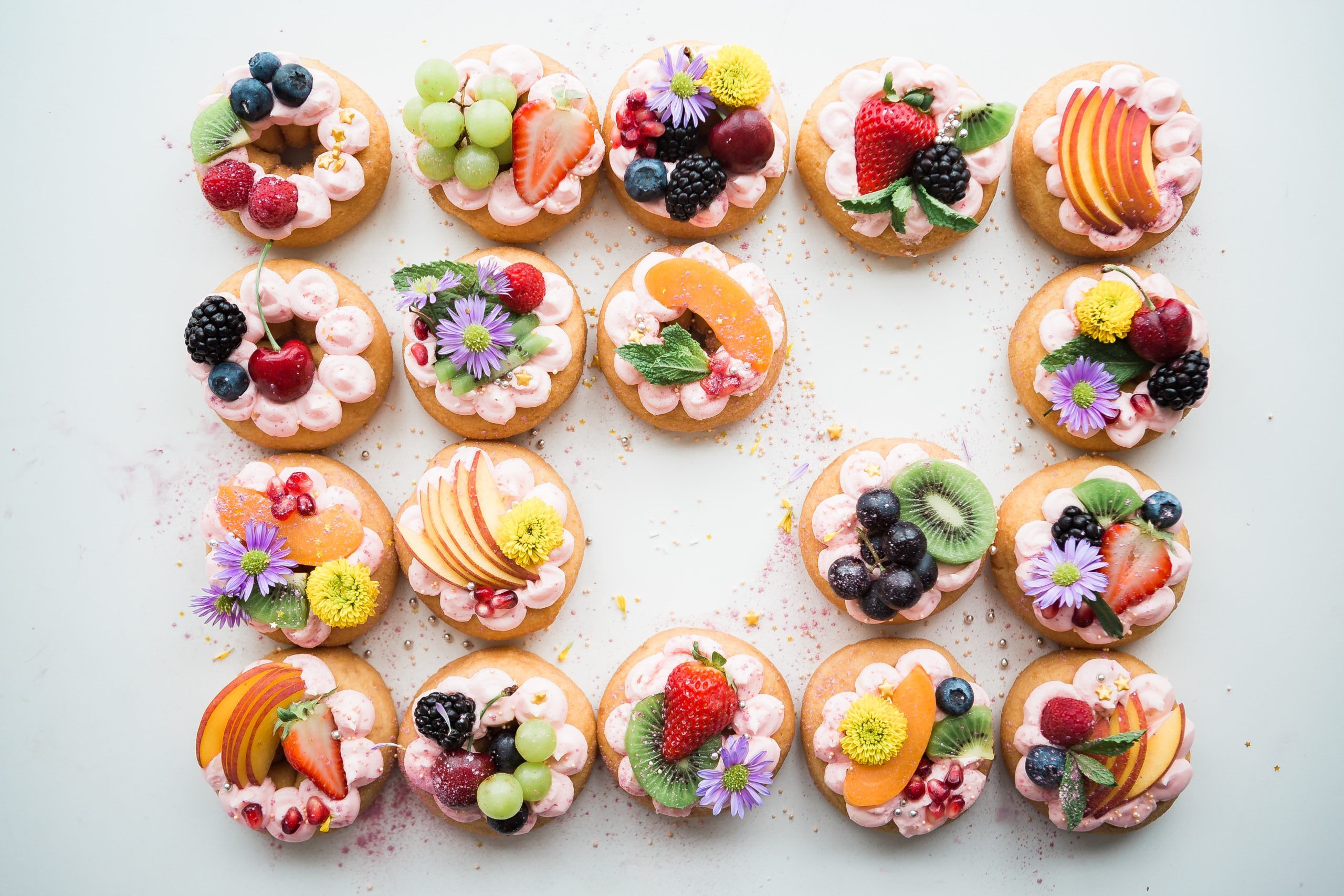 assorted donuts top of white area