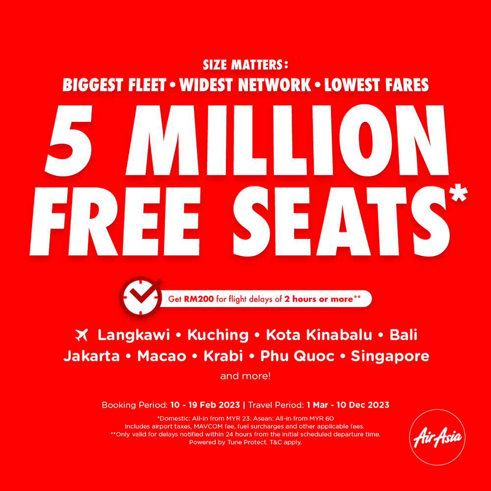 Size Matters: AirAsia Launches 5 Million FREE SEATS To Boost ASEAN Tourism.