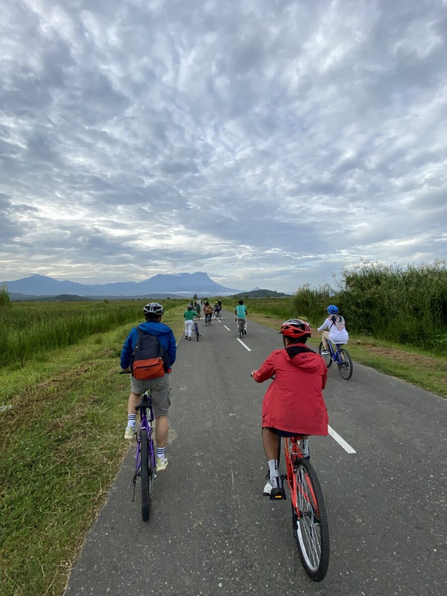 Cycling at Kampung Tempasuk with the operator Karanahan View rewards visitors with the stunning view of Mount Kinabalu and tranquil surroundings