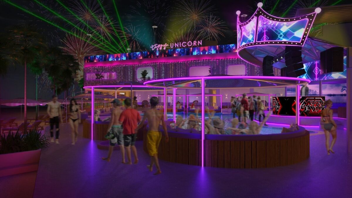 Artist impressions of Tipsy Unicorn Beach Club