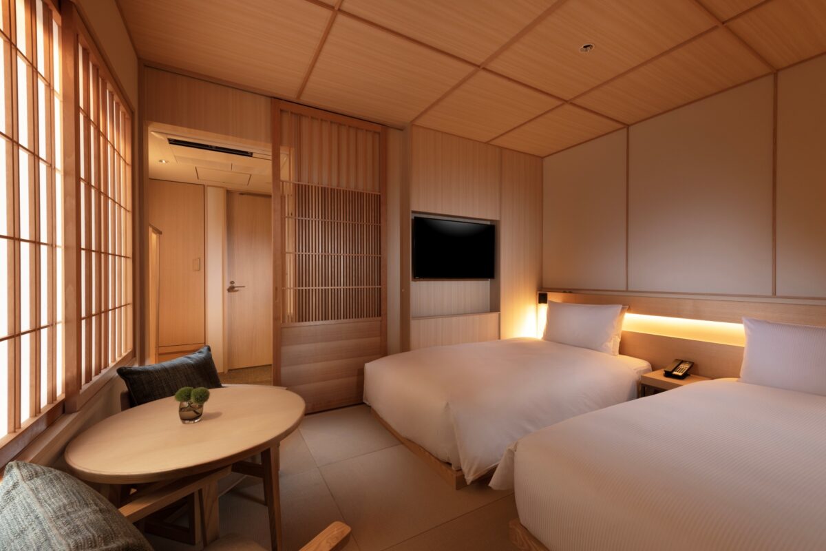 Twin Deluxe Tatami Bedroom in DoubleTree by Hilton Kyoto Higashiyama.