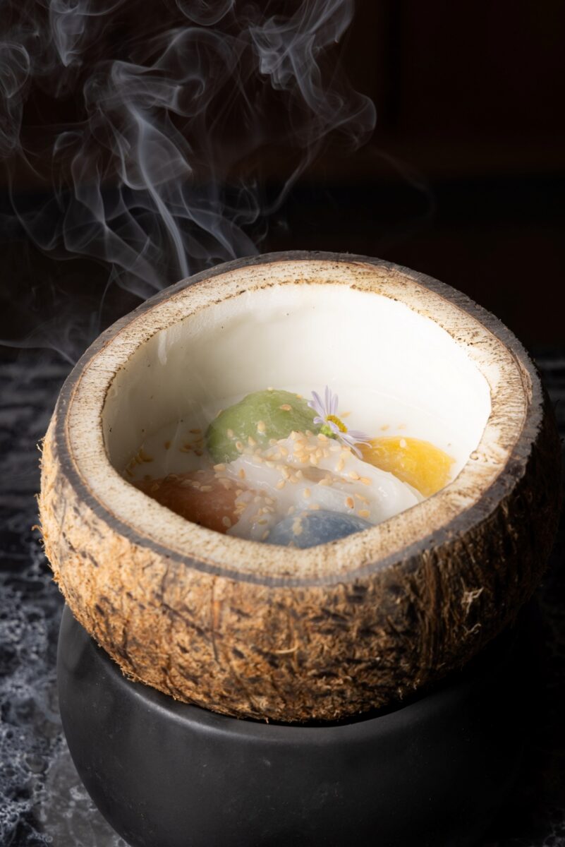 Kanom Ko Tom Kati served at Dara Cuisine Phuket.