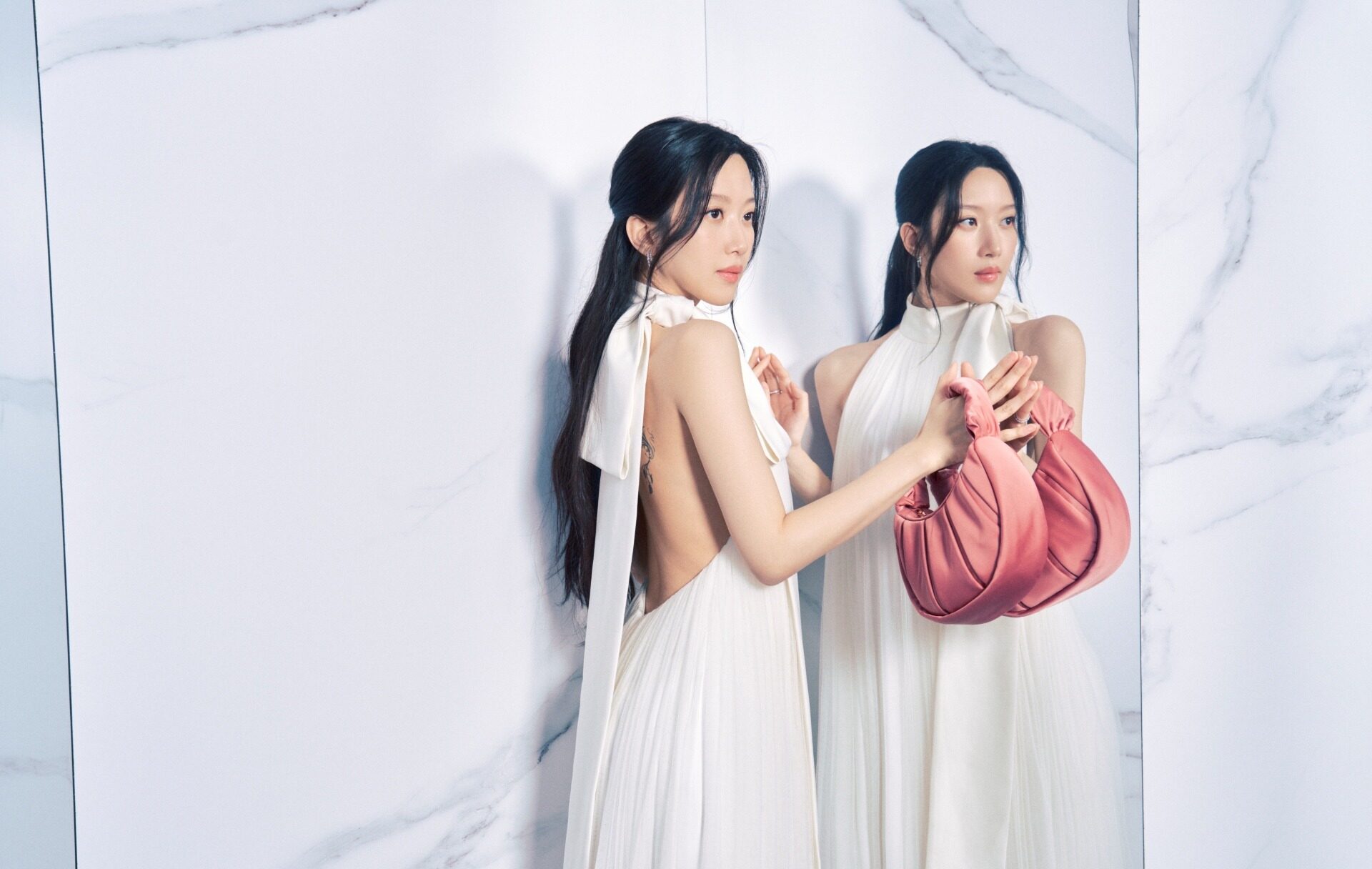 Mun Ka Young with TUMI Asra Small Crossbody in Cameo Rose