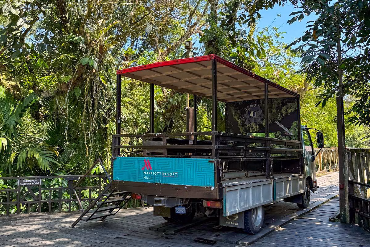 A rugged truck transfer from Mulu Airport to Marriott