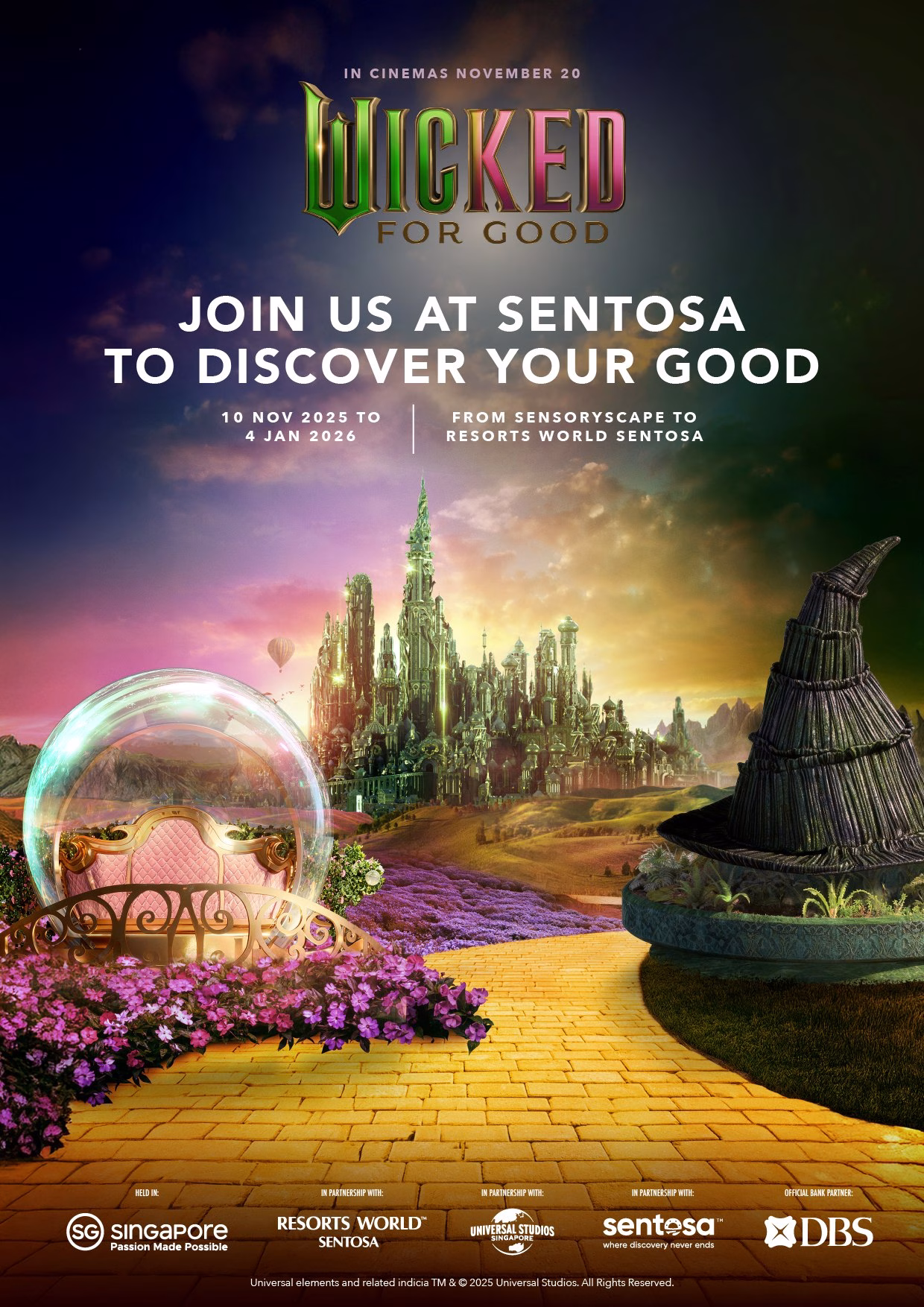 Sentosa Invites Guests to ‘Discover Your Good’ in Celebration of Highly Anticipated Film from Universal Pictures, Wicked: For Good