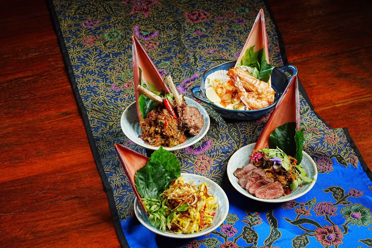 Kerabu Platters - From left Kerabu Manga, Kerabu Daging Kerisik Lemak, Kerabu Seafood Signature & Kerabu Kacang Botol Ikan Sambal,
