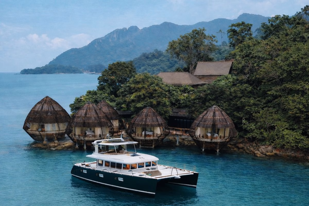 The Ritz-Carlton, Langkawi launches Dayang Mastura, a private Lagoon 620 catamaran offering luxury sailing charters along the Andaman coastline.