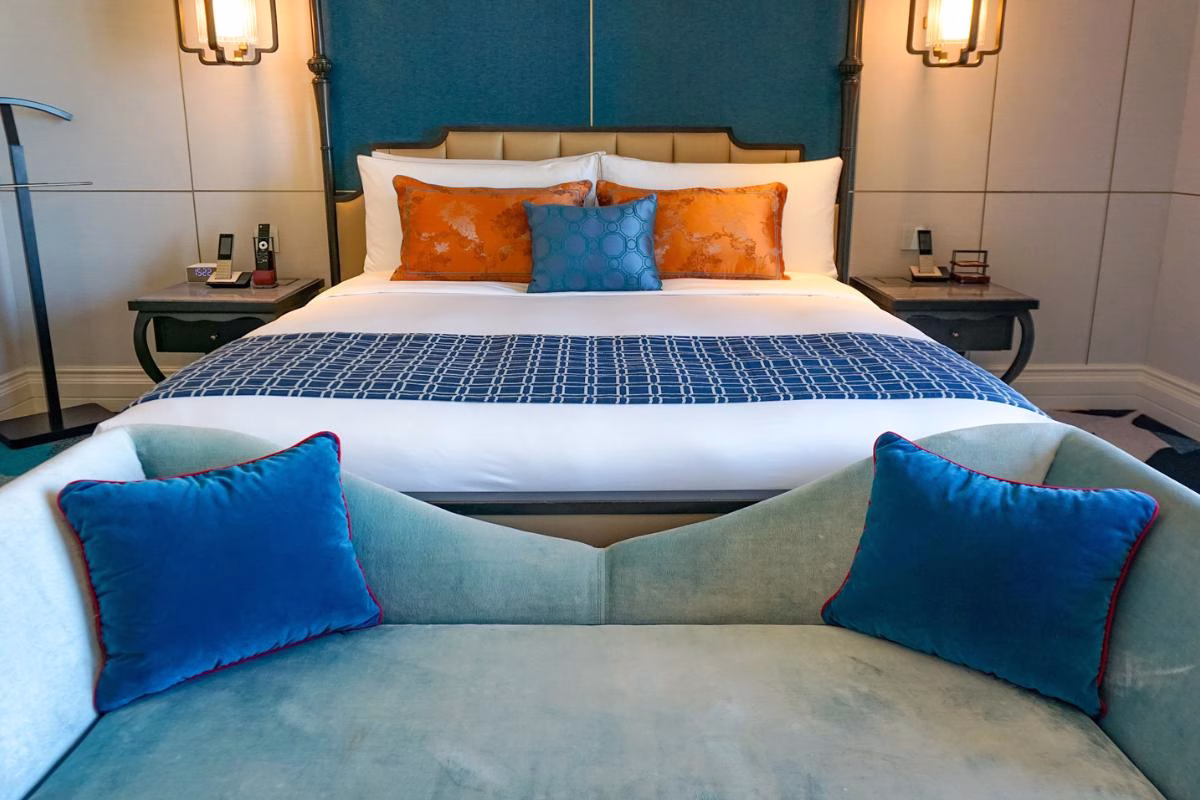 Separated from the living area for ultimate privacy, the bedroom is a haven of calm featuring a King bed.