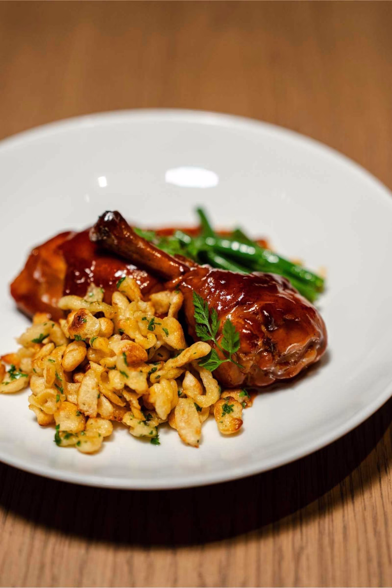 Tender chicken glazed with a balanced vinegar sauce
