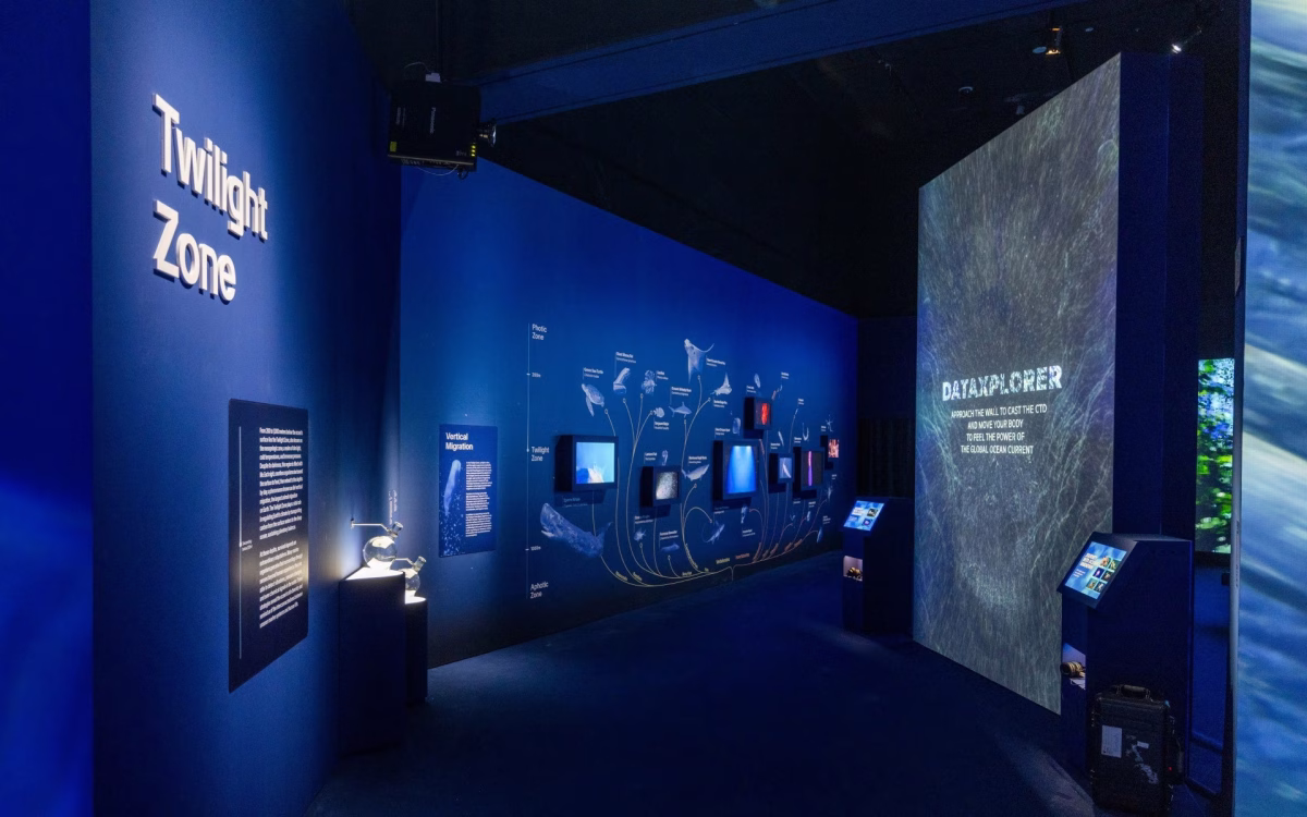 In the Twilight Zone, visitors encounter the largest animal migration on earth and engage with DataXplorer, an interactive experience that reveals hidden layers of the deep ocean. (In the Twilight Zone, visitors encounter the largest animal migration on earth and engage with DataXplorer, an interactive experience that reveals hidden layers of the deep ocean. (Credit to Marina Bay Sands)
