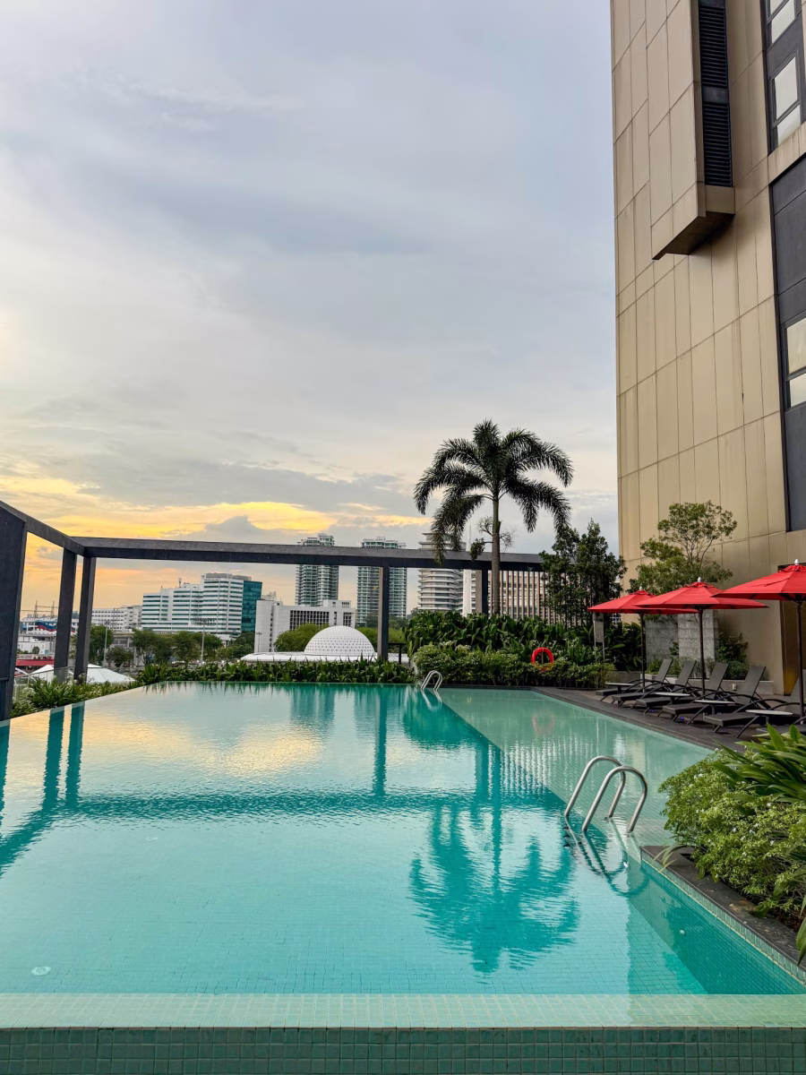 The outdoor swimming pool