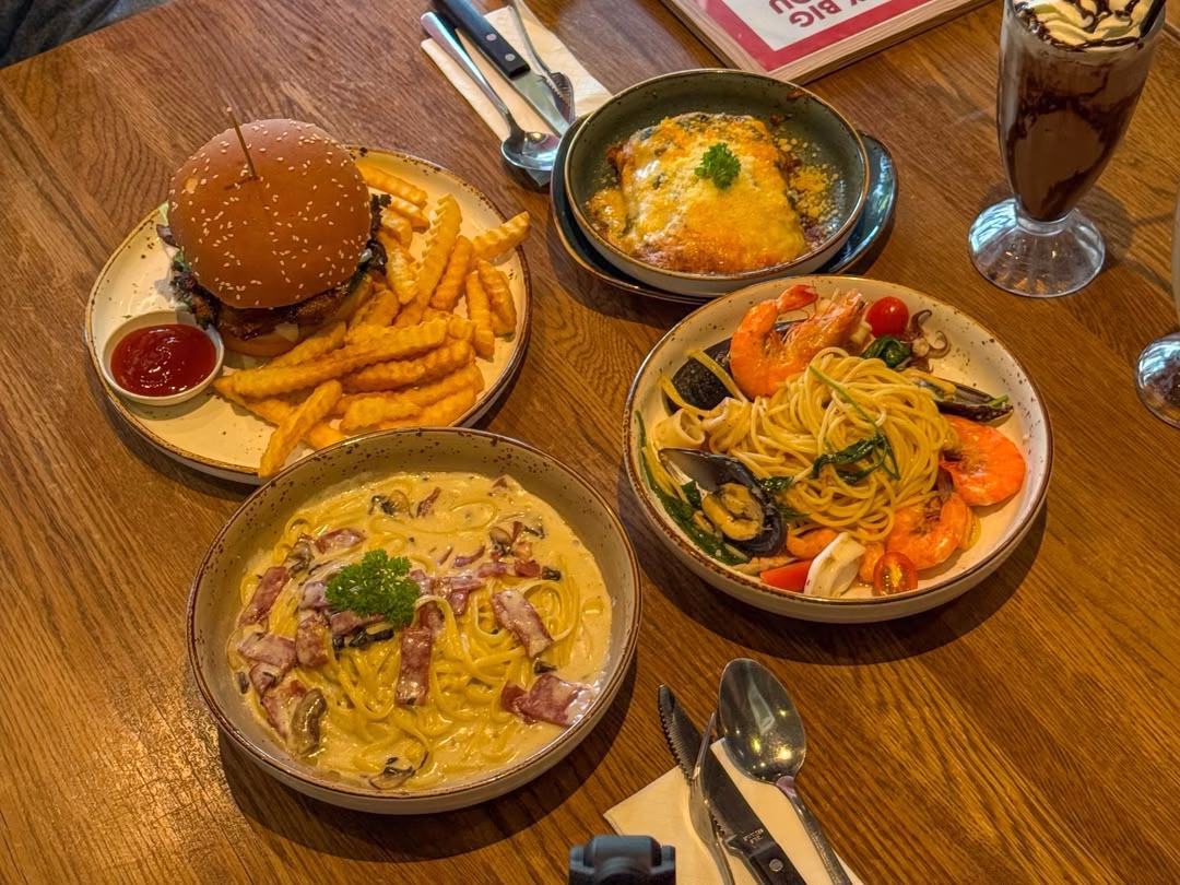 Pasta, burger and other Western dishes served at One Serambi Cafe in Bukit Jelutong, Shah Alam